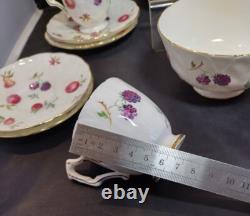 AYNSLEY FLORIDA Coffee Pot Demitasse Cup & Saucer Set with Sugar Bowl Bone China