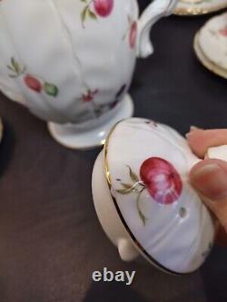 AYNSLEY FLORIDA Coffee Pot Demitasse Cup & Saucer Set with Sugar Bowl Bone China