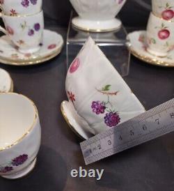 AYNSLEY FLORIDA Coffee Pot Demitasse Cup & Saucer Set with Sugar Bowl Bone China