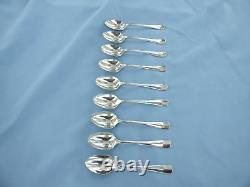 A Vintage Set Of Nine Sterling Silver O/e Rat Tail Coffee Spoons, Sheffield 1937