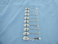 A Vintage Set Of Nine Sterling Silver O/e Rat Tail Coffee Spoons, Sheffield 1937