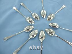 A Vintage Set Of Nine Sterling Silver O/e Rat Tail Coffee Spoons, Sheffield 1937