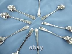 A Vintage Set Of Nine Sterling Silver O/e Rat Tail Coffee Spoons, Sheffield 1937