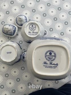 Adams BLUE BUTTERFLY coffee Set English Ironstone (Wedgwood Group)