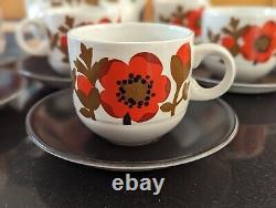 Alfred Meakin Poppy Ironstone coffee set mid century Vintage 1960's retro home