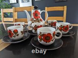 Alfred Meakin Poppy Ironstone coffee set mid century Vintage 1960's retro home