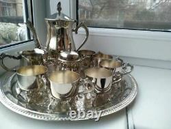 Amazing Vintage Coffee Set 1960s Silver Plated Melchior Cupronickel 6 person
