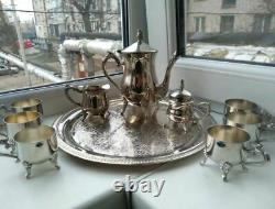 Amazing Vintage Coffee Set 1960s Silver Plated Melchior Cupronickel 6 person