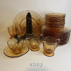Amber Tea / Coffee Set Depression Glass Vintage Serving for 12/ 2 C/S Sets