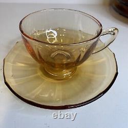 Amber Tea / Coffee Set Depression Glass Vintage Serving for 12/ 2 C/S Sets