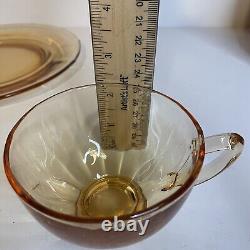 Amber Tea / Coffee Set Depression Glass Vintage Serving for 12/ 2 C/S Sets