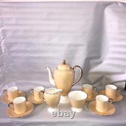 Antique 1939 Wedgwood April Beaded Coffee Set / butterscotch China / Vintage
