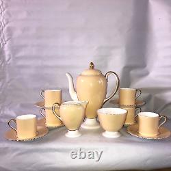 Antique 1939 Wedgwood April Beaded Coffee Set / butterscotch China / Vintage