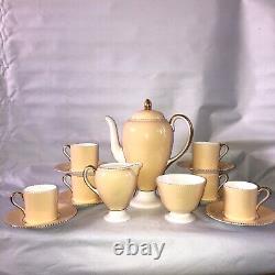 Antique 1939 Wedgwood April Beaded Coffee Set / butterscotch China / Vintage