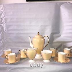 Antique 1939 Wedgwood April Beaded Coffee Set / butterscotch China / Vintage