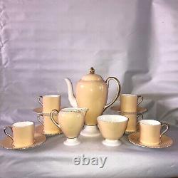 Antique 1939 Wedgwood April Beaded Coffee Set / butterscotch China / Vintage