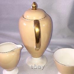 Antique 1939 Wedgwood April Beaded Coffee Set / butterscotch China / Vintage