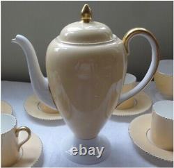 Antique 1939 Wedgwood April Beaded Coffee Set / butterscotch China / Vintage
