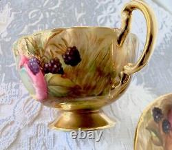 Antique Aynsley Orchard Cup & Saucer Set w Gold Bowl Signed N Brunt Vintage