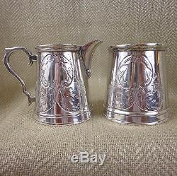 Antique Coffee Set Silver Plated Vintage Ornate Chased Engraving Jug Bowl Pot