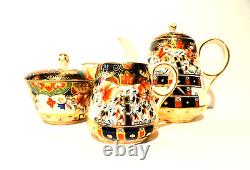 Antique Copeland Spode D7911 Imari Coffee Pot Sugar Milk Cups Set For 2