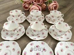 Antique Foley Dainty Rose Coffee Set for 6 Vintage China Cups Saucers Shelley