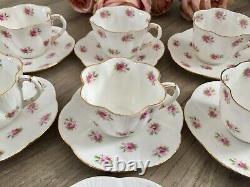 Antique Foley Dainty Rose Coffee Set for 6 Vintage China Cups Saucers Shelley