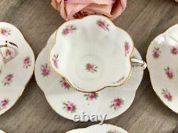 Antique Foley Dainty Rose Coffee Set for 6 Vintage China Cups Saucers Shelley