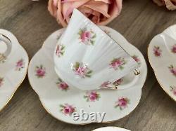 Antique Foley Dainty Rose Coffee Set for 6 Vintage China Cups Saucers Shelley