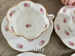 Antique Foley Dainty Rose Coffee Set for 6 Vintage China Cups Saucers Shelley