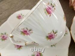 Antique Foley Dainty Rose Coffee Set for 6 Vintage China Cups Saucers Shelley