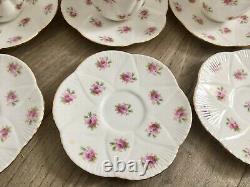 Antique Foley Dainty Rose Coffee Set for 6 Vintage China Cups Saucers Shelley