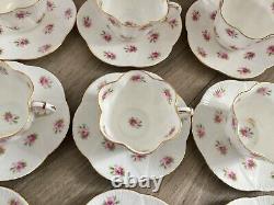 Antique Foley Dainty Rose Coffee Set for 6 Vintage China Cups Saucers Shelley