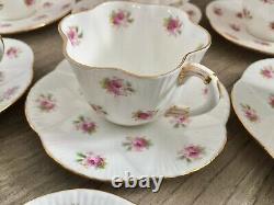 Antique Foley Dainty Rose Coffee Set for 6 Vintage China Cups Saucers Shelley