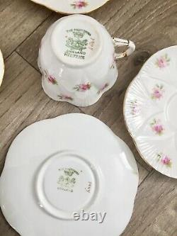 Antique Foley Dainty Rose Coffee Set for 6 Vintage China Cups Saucers Shelley