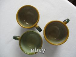 Antique Montiel Pottery Sm Coffee Espresso Cups and Saucers Set Vintage Majolica