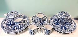 Antique Mosa Maastricht Dutch Long Eliza Porcelain Coffee Can Cup & Saucers set
