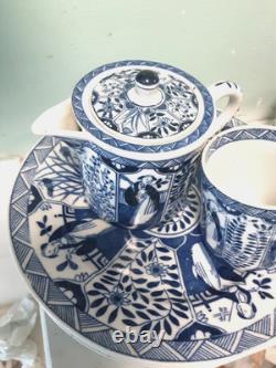 Antique Mosa Maastricht Dutch Long Eliza Porcelain Coffee Can Cup & Saucers set