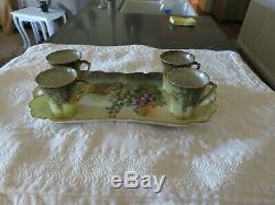 Antique Vintage BAVARIA Limoges Cocoa Coffee Set 6 Piece Set HAND PAINTED SIGNED