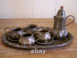 Antique Vintage Brass Tea / Coffee Set Tray German Designer Ignatius Taschner