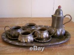 Antique Vintage Brass Tea / Coffee Set Tray German Designer Ignatius Taschner