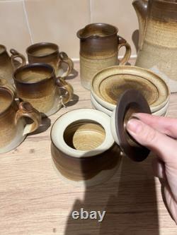 Antique Vintage Tea/Coffee Pottery Cups, Saucers, Sugar Pot, Milk Jug And Pot Set