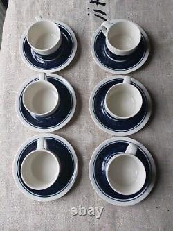 Arabia CASINO Set of 6 Coffee Cups and Saucers, Göran Bäck, Finland