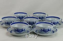 Arabia Finland Blue Rose Tea Coffee Cup & Saucer Set of 7 Vintage