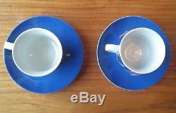 Arabia Finland VTG Set 4 BR Blue and White Coffee Cups and Saucers Extra Saucer