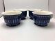 Arabia Finland Valencia Footed Coffee Tea Cups Vintage Blue & White Set Of 4