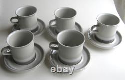 Arabia Finland Vintage, Set of 5 Large Salla Cocoa, Coffee Cups & Saucers