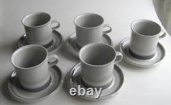 Arabia Finland Vintage, Set of 5 Large Salla Cocoa, Coffee Cups & Saucers