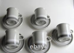 Arabia Finland Vintage, Set of 5 Large Salla Cocoa, Coffee Cups & Saucers