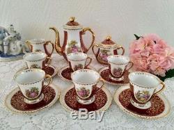 Art Deco, Vintage Limoges Porcelain Coffee set, bone china, Fragonard Decor
